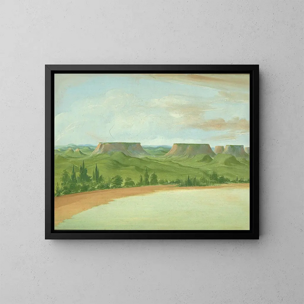 van het vierkante heuvellandschap op 1200 mijl boven Saint-Louis - George Catlin — ingelijst kunstwerk aan de muur