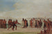 TchungKee, een Mandan-spel gespeeld met een ring en een stok - George Catlin — weergave van het kunstwerk