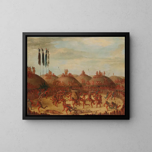 La dernière course, ceremonie Mandan OkeePa - George Catlin — ingelijst kunstwerk aan de muur