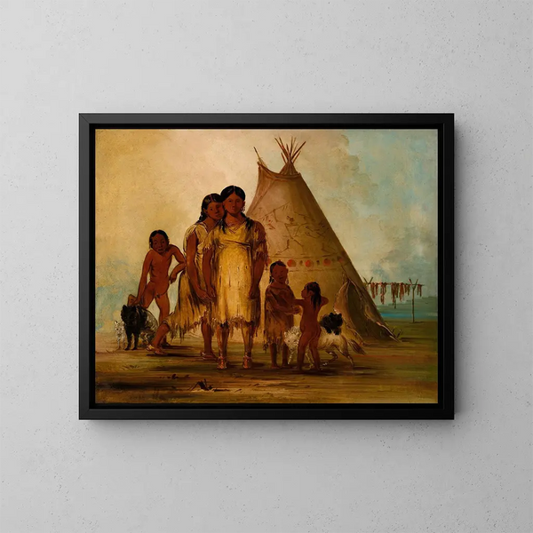 Twee Comanche-meisjes - George Catlin — ingelijst kunstwerk aan de muur