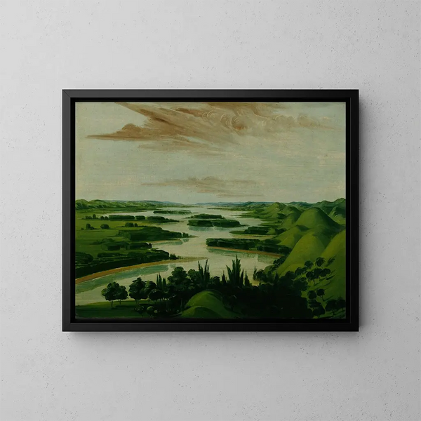 Vue depuis la tombe de Floyd, 1300 miles au-dessus de Saint-Louis - George Catlin — ingelijst kunstwerk aan de muur