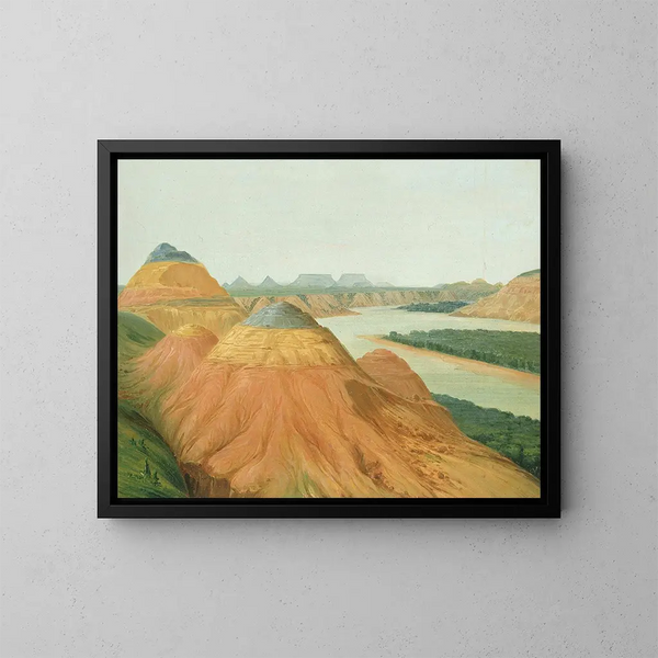Uitzicht in de grote bocht van de Hoge Missouri - George Catlin — ingelijst kunstwerk aan de muur