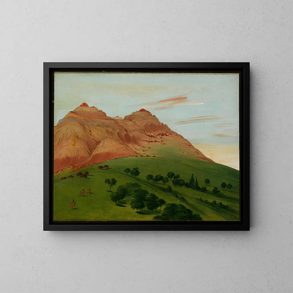 Uitzicht in de Grote Bocht, 1900 mijl boven Saint-Louis - George Catlin — ingelijst kunstwerk aan de muur
