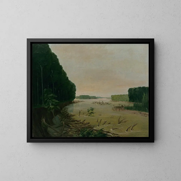 van een schilderij met uitzicht op de alluviale oevers van de Missouri op 600 mijl stroomopwaarts van Saint-Louis - George Catlin — ingelijst kunstwerk aan de muur