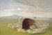Witte wolven die een bizon aanvallen - George Catlin — weergave van het kunstwerk