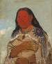 Vrouw met twee kraaien - George Catlin — weergave van het kunstwerk