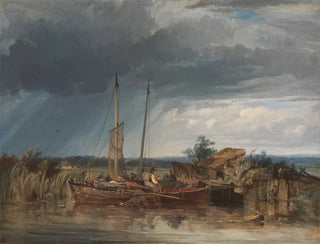 George Chambers - Two Fishing Boats on the Banks of Inland Waters.webp