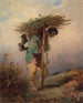 Een man die bundels draagt - George Chinnery — weergave van het kunstwerk