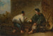 Straatscène in Macao met twee personages die een spel spelen - George Chinnery — weergave van het kunstwerk
