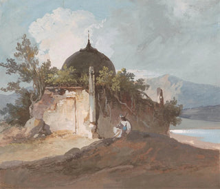 George Chinnery - Figure Seated by an Indian Temple.webp