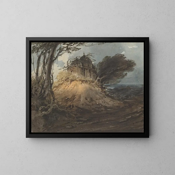 Tempel Indiaas - George Chinnery — ingelijst kunstwerk aan de muur