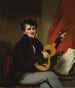 portret van een man die gitaar speelt - George Chinnery — weergave van het kunstwerk