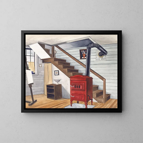 Binnenstudio schilderij - George Copeland Ault — ingelijst kunstwerk aan de muur