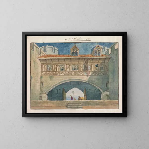 decor voor de voorstelling van Richard II van Charles Kean in het Princess's Theatre op 12 maart 1857, acte 5, scène 1 - George Cressal Ellis — ingelijst kunstwerk aan de muur