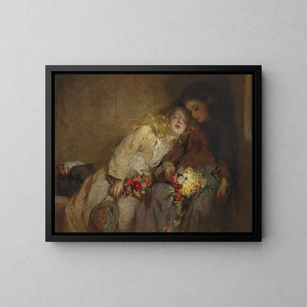 Het thuiskomen - George Elgar Hicks — ingelijst kunstwerk aan de muur