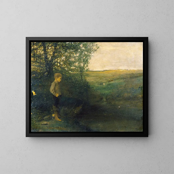 Jongen die vist - George Fuller — ingelijst kunstwerk aan de muur