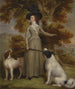 De gravin d'Effingham met een geweer en jachthonden - George Haugh — weergave van het kunstwerk