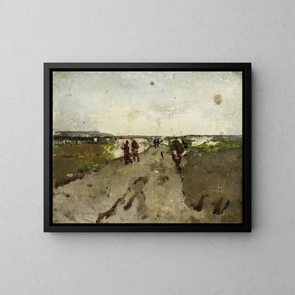 Landschap nabij Waalsdorp met soldaten in manoeuvre - George Hendrik Breitner — ingelijst kunstwerk aan de muur
