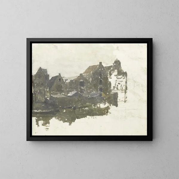 van Entrepôts sur les Teertuinen à Prinseneiland, Amsterdam - George Hendrik Breitner — ingelijst kunstwerk aan de muur