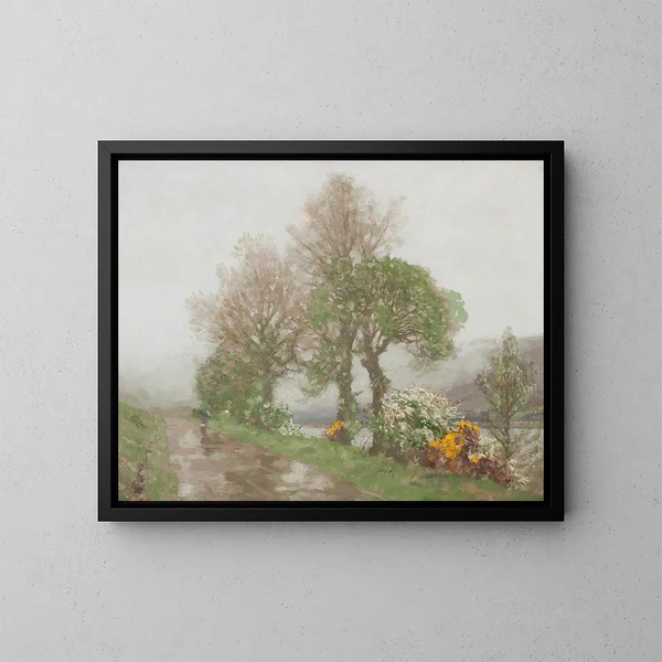 Een pad aan de rivieroevers - George Houston — ingelijst kunstwerk aan de muur