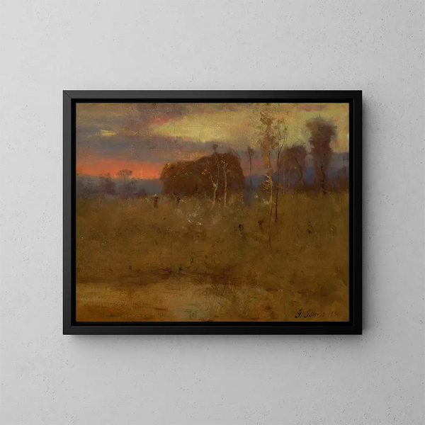 Lueur du soir sur la prairie - George Inness — ingelijst kunstwerk aan de muur