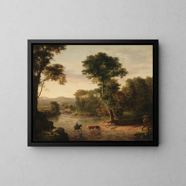 La Traversée du gué - George Inness — ingelijst kunstwerk aan de muur