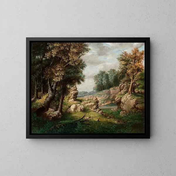 Het rotsblok van Dell nabij het dorp - George Inness — ingelijst kunstwerk aan de muur