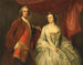 van een man en een vrouw, waarschijnlijk van de verdwenen familie van Little Park House, Wickham, Hampshire - George Knapton — weergave van het kunstwerk