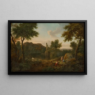 George Lambert - An Italianate Landscape with Maneus Curius Dentatus with acolytes rejecting the gifts of the Samnites and preferring Turnips.webp