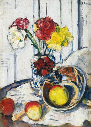 George Leslie Hunter - Still Life Of Apples And Flowers In A Blue Vase.webp