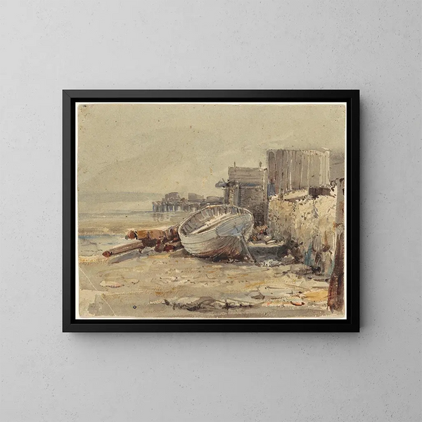 Vrachtschip gestrand - George Loring Brown — ingelijst kunstwerk aan de muur