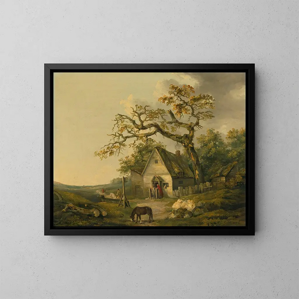 Een landelijk herberg - George Morland — ingelijst kunstwerk aan de muur