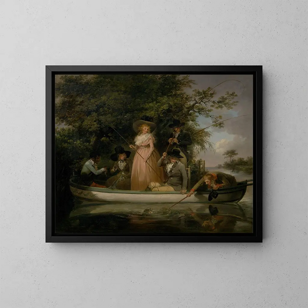Een vispartij - George Morland — ingelijst kunstwerk aan de muur
