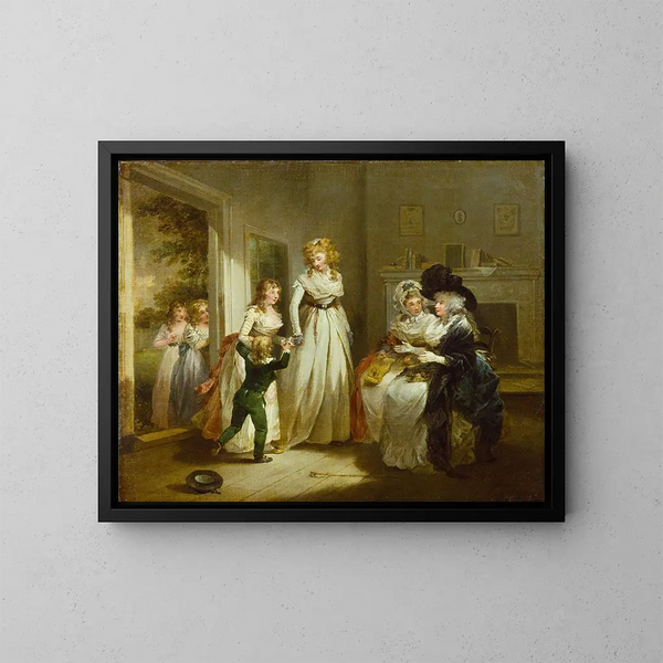 Een bezoek aan de internaat - George Morland — ingelijst kunstwerk aan de muur