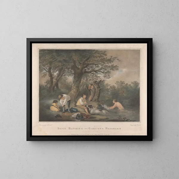 Jongens baden - George Morland — ingelijst kunstwerk aan de muur