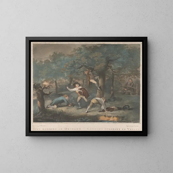 Van de jongens die een boomgaard stelen - George Morland — ingelijst kunstwerk aan de muur
