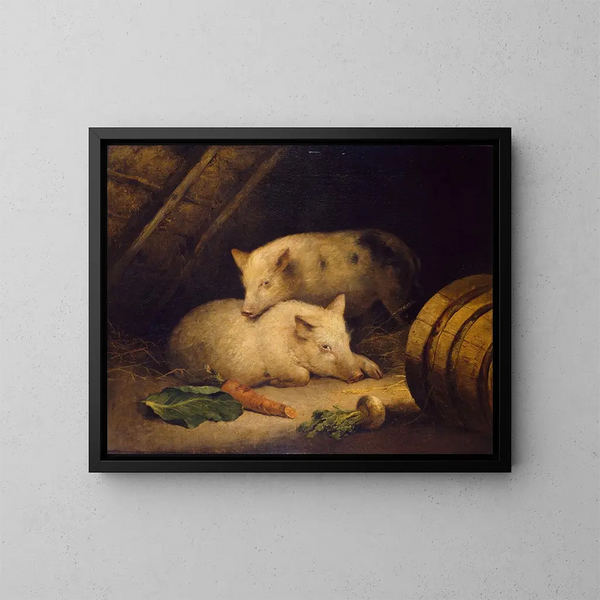 Varkens - George Morland — ingelijst kunstwerk aan de muur