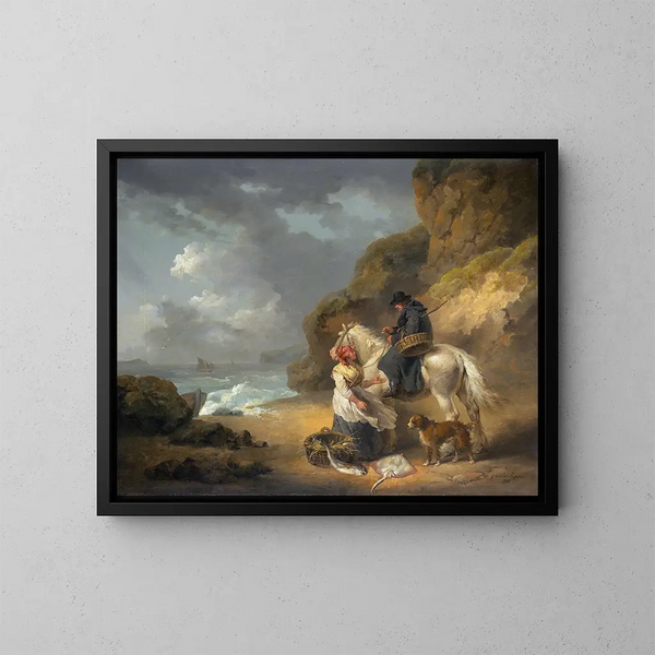 Verkoop van vissen - George Morland — ingelijst kunstwerk aan de muur