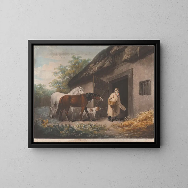 De Voederder van paarden - George Morland — ingelijst kunstwerk aan de muur