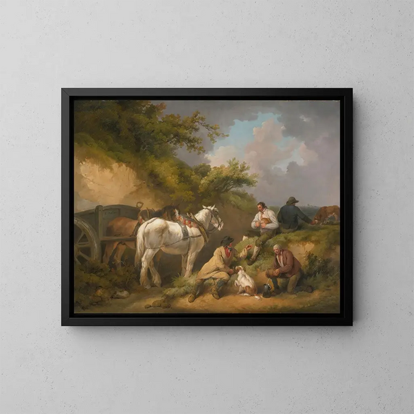 De arbeiders rusten - George Morland — ingelijst kunstwerk aan de muur