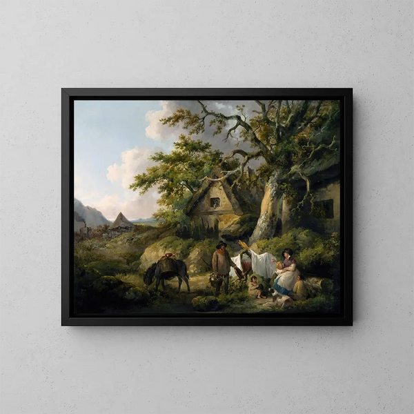 Uitzicht op Enderby, Leicestershire - George Morland — ingelijst kunstwerk aan de muur