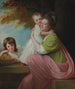 Portrait of Dorothy Stables 1753-1832 with her daughters Harriet 1774-1827 and Maria 1775-1821 in a wooded landscape - George Romney — artwork view