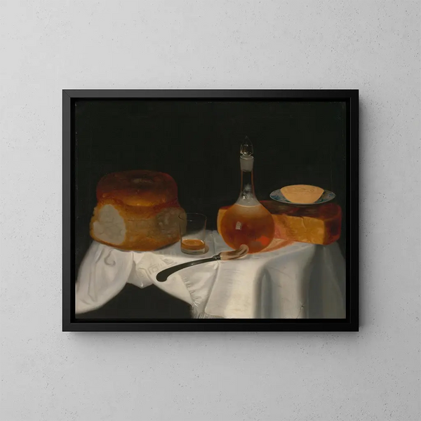 Natuurstudie met brood, boter en kaas - George Smith — ingelijst kunstwerk aan de muur