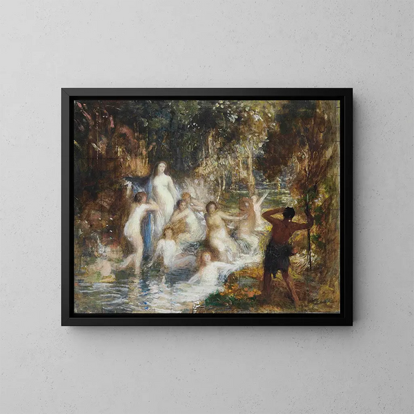 Figuren allegorisch in een beek - George Spencer Watson — ingelijst kunstwerk aan de muur