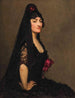Portrait painting of Marcelle Azra Hincks, Countess Morphy, wearing a Spanish mantilla - George Spencer Watson — artwork view