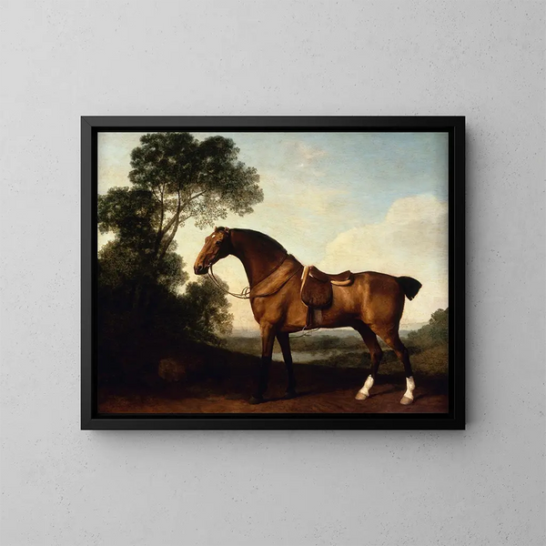 Een bruin gezadeld jachthond - George Stubbs — ingelijst kunstwerk aan de muur