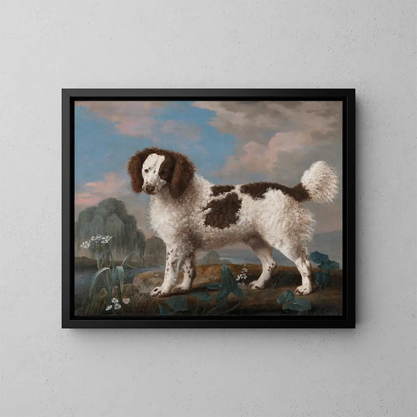 Norfolk Spaniel bruin en wit schilderij - George Stubbs — ingelijst kunstwerk aan de muur