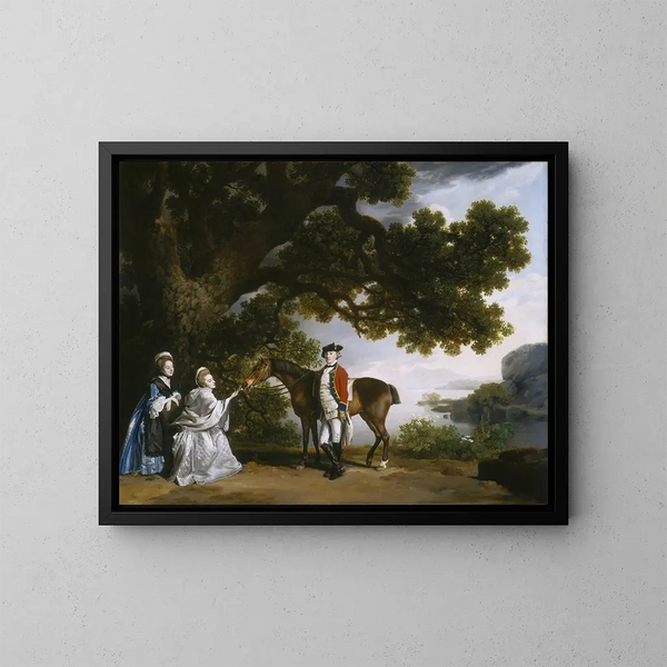 Kapitein Samuel Sharpe Pocklington met zijn vrouw Pleasance en mogelijk haar zus Frances - George Stubbs — ingelijst kunstwerk aan de muur