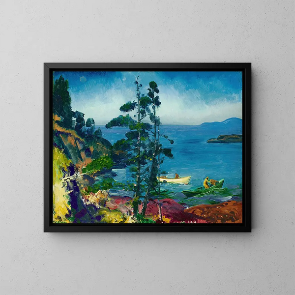 van Blauwe avondschilderij die 's ochtends de kreeftenkisten verzorgt - George Wesley Bellows — ingelijst kunstwerk aan de muur