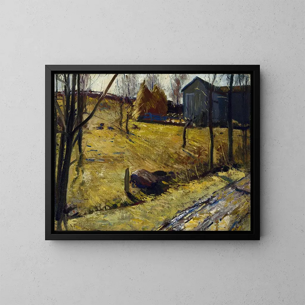 Hooi- en schuurmolens - George Wesley Bellows — ingelijst kunstwerk aan de muur